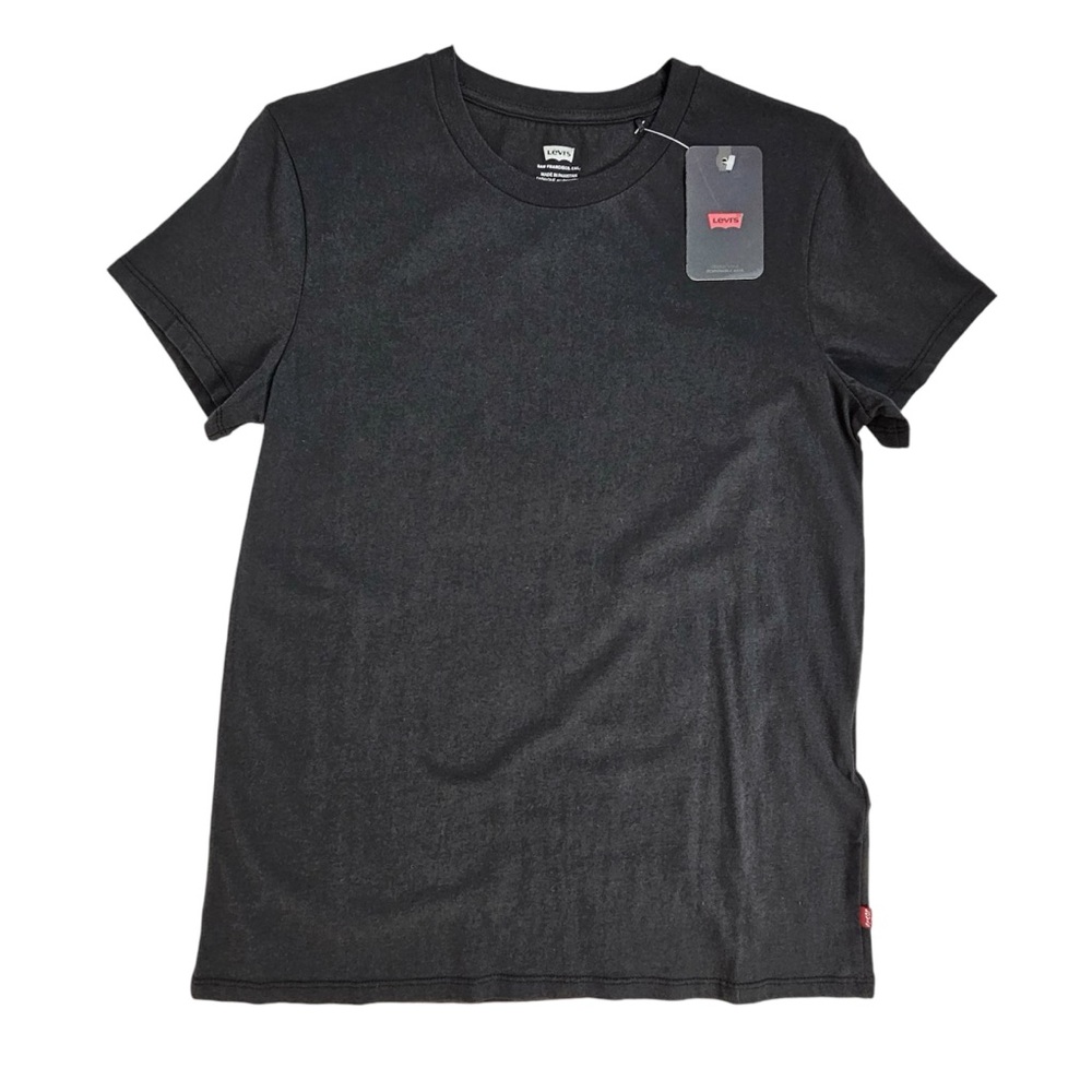LEVI’S The Perfect Tee Plain Solid Black T-Shirt Organic Cotton S Small